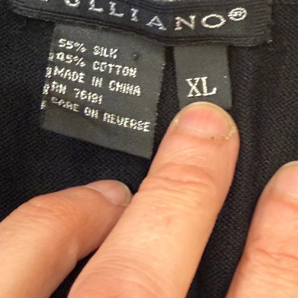 Tulliano‎ Mens Black Silk Cotton Blend Long Sleeve Polo Sweater XL Collared Knit